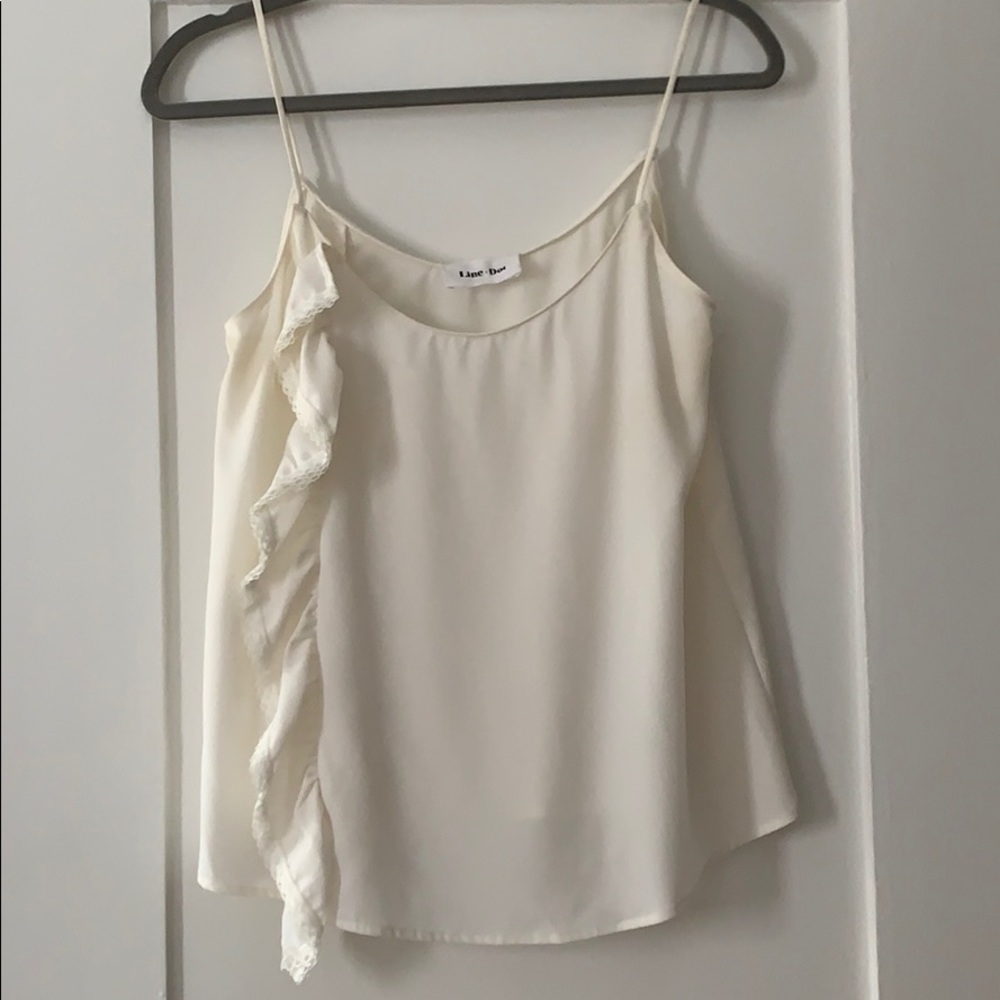 Line + Dot cream Camisole w/ vertical ruffle